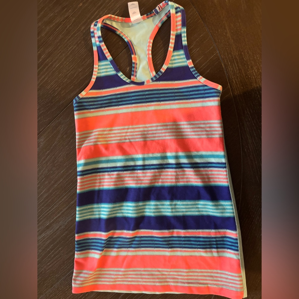 Ivivva Lululemon Girls Striped Athletic Racerback Tank Top Shirt Sz 10